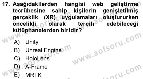 Dijital Medya Ve Arayüz Tasarımı Dersi 2023 - 2024 Yılı Yaz Okulu Sınav Soruları 17. Soru