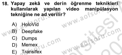Dijital Medya Ve Arayüz Tasarımı Dersi 2023 - 2024 Yılı Yaz Okulu Sınav Soruları 18. Soru