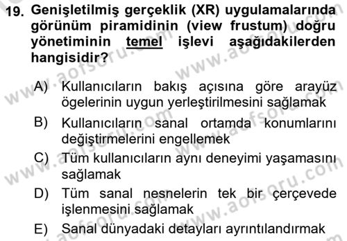 Dijital Medya Ve Arayüz Tasarımı Dersi 2023 - 2024 Yılı Yaz Okulu Sınav Soruları 19. Soru