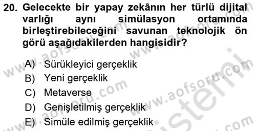 Dijital Medya Ve Arayüz Tasarımı Dersi 2023 - 2024 Yılı Yaz Okulu Sınav Soruları 20. Soru