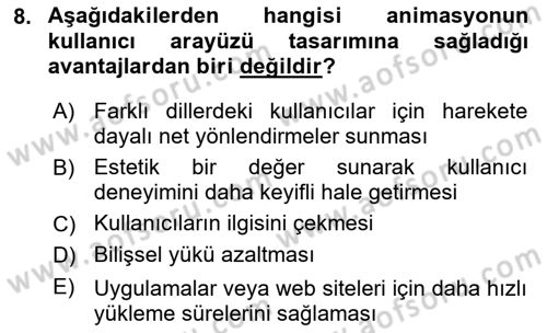Dijital Medya Ve Arayüz Tasarımı Dersi 2023 - 2024 Yılı Yaz Okulu Sınav Soruları 8. Soru