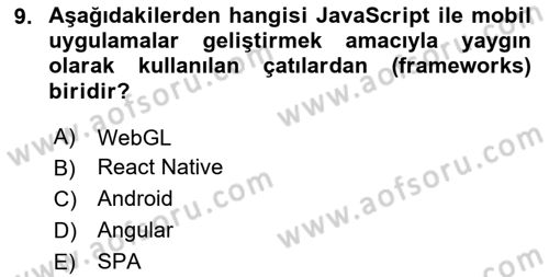 Dijital Medya Ve Arayüz Tasarımı Dersi 2023 - 2024 Yılı Yaz Okulu Sınav Soruları 9. Soru