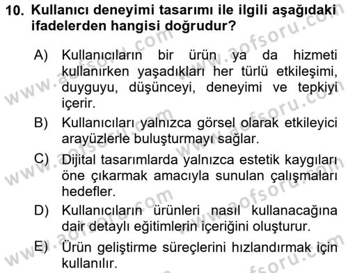 Dijital Medya Ve Arayüz Tasarımı Dersi 2024 - 2025 Yılı (Vize) Ara Sınav Soruları 10. Soru