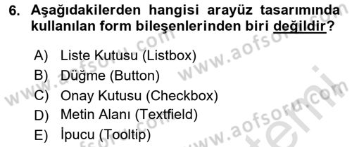 Dijital Medya Ve Arayüz Tasarımı Dersi 2024 - 2025 Yılı (Vize) Ara Sınav Soruları 6. Soru