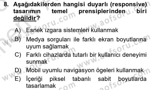 Dijital Medya Ve Arayüz Tasarımı Dersi 2024 - 2025 Yılı (Vize) Ara Sınav Soruları 8. Soru