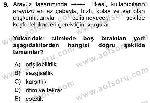 Dijital Medya Ve Arayüz Tasarımı Dersi 2024 - 2025 Yılı (Vize) Ara Sınav Soruları 9. Soru