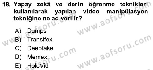 Dijital Medya Ve Arayüz Tasarımı Dersi 2024 - 2025 Yılı (Final) Dönem Sonu Sınav Soruları 18. Soru