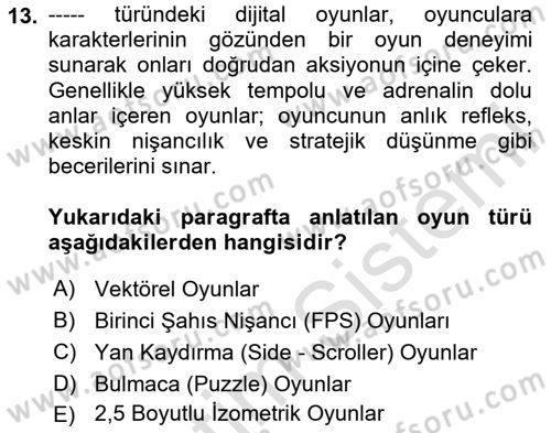 Dijital Medya Ve Arayüz Tasarımı Dersi 2024 - 2025 Yılı Yaz Okulu Sınav Soruları 13. Soru