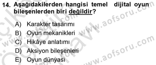 Dijital Medya Ve Arayüz Tasarımı Dersi 2024 - 2025 Yılı Yaz Okulu Sınav Soruları 14. Soru