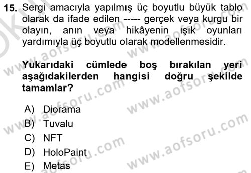 Dijital Medya Ve Arayüz Tasarımı Dersi 2024 - 2025 Yılı Yaz Okulu Sınav Soruları 15. Soru