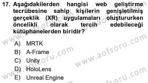 Dijital Medya Ve Arayüz Tasarımı Dersi 2024 - 2025 Yılı Yaz Okulu Sınav Soruları 17. Soru
