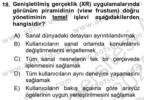 Dijital Medya Ve Arayüz Tasarımı Dersi 2024 - 2025 Yılı Yaz Okulu Sınav Soruları 18. Soru