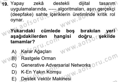 Dijital Medya Ve Arayüz Tasarımı Dersi 2024 - 2025 Yılı Yaz Okulu Sınav Soruları 19. Soru