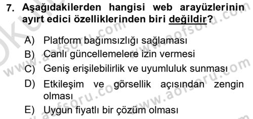 Dijital Medya Ve Arayüz Tasarımı Dersi 2024 - 2025 Yılı Yaz Okulu Sınav Soruları 7. Soru