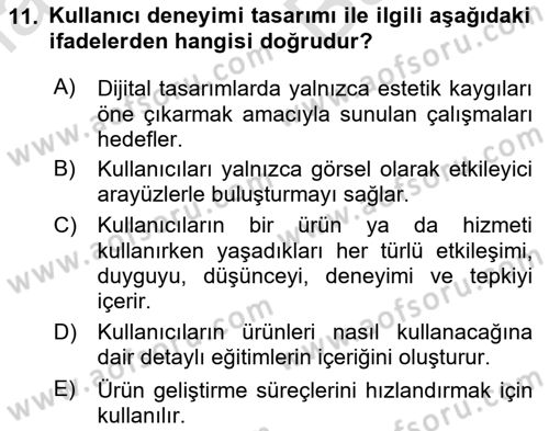 Dijital Medya Ve Arayüz Tasarımı Dersi 2025 - 2026 Yılı (Vize) Ara Sınav Soruları 11. Soru