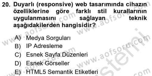Dijital Medya Ve Arayüz Tasarımı Dersi 2025 - 2026 Yılı (Vize) Ara Sınav Soruları 20. Soru