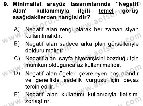 Dijital Medya Ve Arayüz Tasarımı Dersi 2025 - 2026 Yılı (Vize) Ara Sınav Soruları 9. Soru