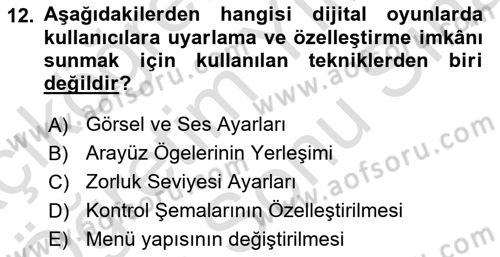 Dijital Medya Ve Arayüz Tasarımı Dersi 2025 - 2026 Yılı (Final) Dönem Sonu Sınav Soruları 12. Soru