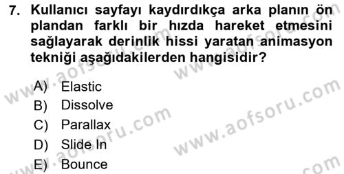 Dijital Medya Ve Arayüz Tasarımı Dersi 2025 - 2026 Yılı (Final) Dönem Sonu Sınav Soruları 7. Soru