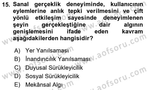 Dijital Medya Ve Arayüz Tasarımı Dersi 2025 - 2026 Yılı Yaz Okulu Sınav Soruları 15. Soru