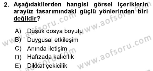 Dijital Medya Ve Arayüz Tasarımı Dersi 2025 - 2026 Yılı Yaz Okulu Sınav Soruları 2. Soru