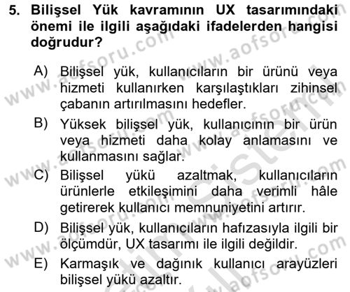 Dijital Medya Ve Arayüz Tasarımı Dersi 2025 - 2026 Yılı Yaz Okulu Sınav Soruları 5. Soru