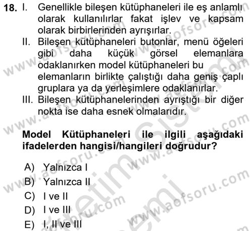 Görsel Sistem Tasarımları Dersi 2023 - 2024 Yılı (Final) Dönem Sonu Sınavı 18. Soru