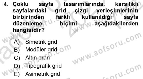 Görsel Sistem Tasarımları Dersi 2023 - 2024 Yılı Yaz Okulu Sınavı 4. Soru