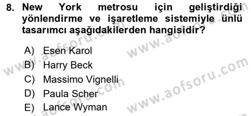 Görsel Sistem Tasarımları Dersi 2023 - 2024 Yılı Yaz Okulu Sınavı 8. Soru