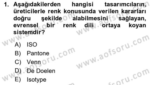 Görsel Sistem Tasarımları Dersi Ara Sınavı Deneme Sınav Soruları 1. Soru