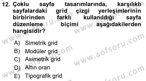 Görsel Sistem Tasarımları Dersi Ara Sınavı Deneme Sınav Soruları 12. Soru