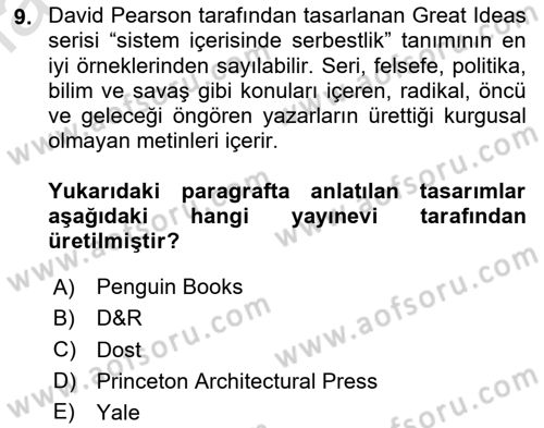 Görsel Sistem Tasarımları Dersi Ara Sınavı Deneme Sınav Soruları 9. Soru