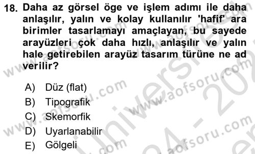 Görsel Sistem Tasarımları Dersi 2024 - 2025 Yılı (Final) Dönem Sonu Sınav Soruları 18. Soru