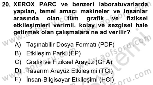 Görsel Sistem Tasarımları Dersi 2024 - 2025 Yılı (Final) Dönem Sonu Sınav Soruları 20. Soru