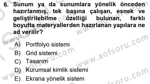 Görsel Sistem Tasarımları Dersi 2024 - 2025 Yılı (Final) Dönem Sonu Sınav Soruları 6. Soru