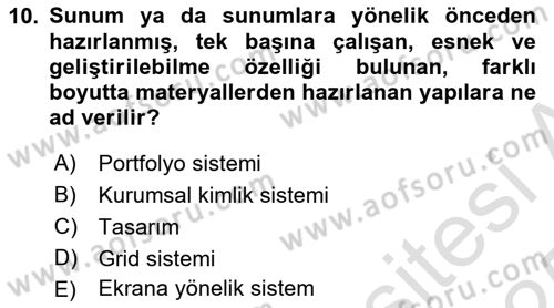 Görsel Sistem Tasarımları Dersi 2024 - 2025 Yılı Yaz Okulu Sınav Soruları 10. Soru