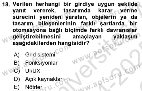 Görsel Sistem Tasarımları Dersi 2024 - 2025 Yılı Yaz Okulu Sınav Soruları 18. Soru