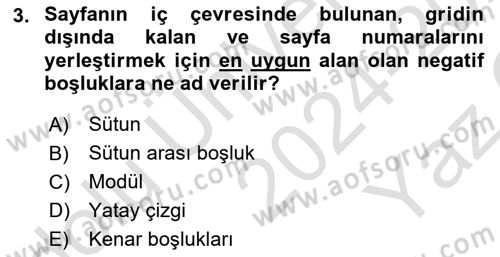 Görsel Sistem Tasarımları Dersi 2024 - 2025 Yılı Yaz Okulu Sınav Soruları 3. Soru