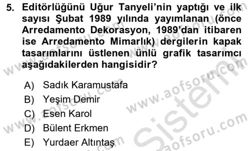 Görsel Sistem Tasarımları Dersi 2024 - 2025 Yılı Yaz Okulu Sınav Soruları 5. Soru