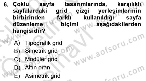 Görsel Sistem Tasarımları Dersi 2024 - 2025 Yılı Yaz Okulu Sınav Soruları 6. Soru