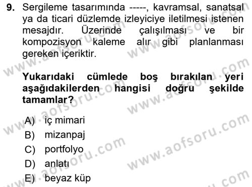 Görsel Sistem Tasarımları Dersi 2024 - 2025 Yılı Yaz Okulu Sınav Soruları 9. Soru