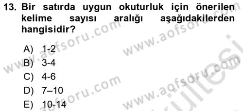 Görsel Sistem Tasarımları Dersi 2025 - 2026 Yılı (Vize) Ara Sınav Soruları 13. Soru
