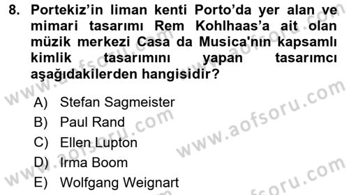 Görsel Sistem Tasarımları Dersi 2025 - 2026 Yılı (Vize) Ara Sınav Soruları 8. Soru