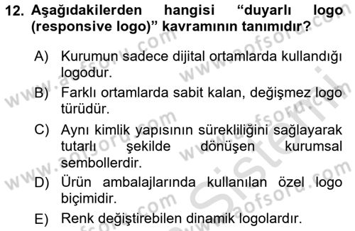 Görsel Sistem Tasarımları Dersi 2025 - 2026 Yılı (Final) Dönem Sonu Sınav Soruları 12. Soru