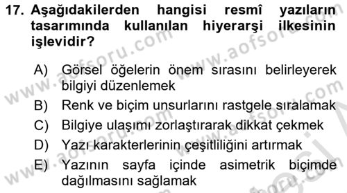 Görsel Sistem Tasarımları Dersi 2025 - 2026 Yılı (Final) Dönem Sonu Sınav Soruları 17. Soru