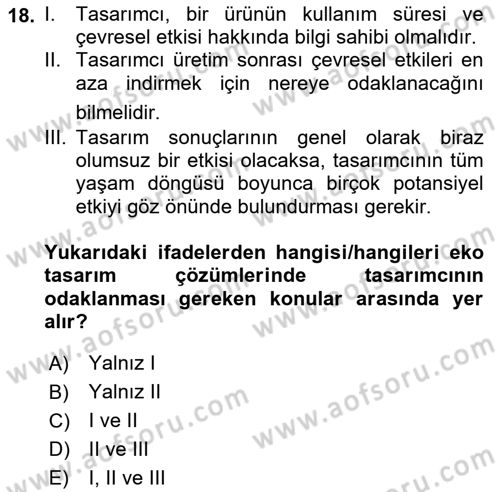 Sürdürülebilir Grafik Tasarım Dersi 2023 - 2024 Yılı (Vize) Ara Sınav Soruları 18. Soru