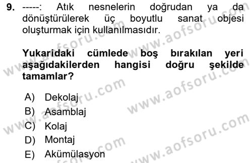 Sürdürülebilir Grafik Tasarım Dersi 2023 - 2024 Yılı (Vize) Ara Sınav Soruları 9. Soru