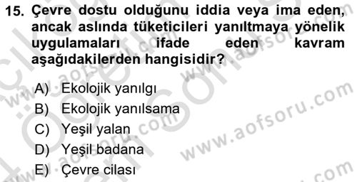 Sürdürülebilir Grafik Tasarım Dersi 2023 - 2024 Yılı (Final) Dönem Sonu Sınav Soruları 15. Soru
