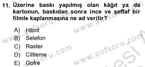Sürdürülebilir Grafik Tasarım Dersi 2023 - 2024 Yılı Yaz Okulu Sınav Soruları 11. Soru