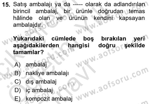 Sürdürülebilir Grafik Tasarım Dersi 2023 - 2024 Yılı Yaz Okulu Sınav Soruları 15. Soru